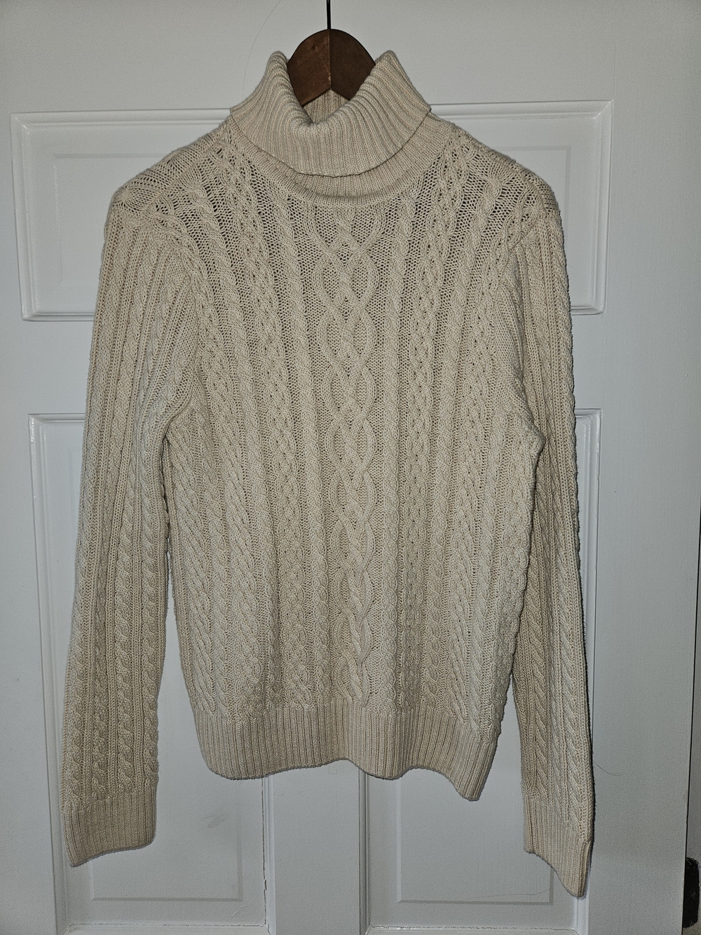 100% Cotton Jeanne Pierre Cream Cable Turtleneck Sweater